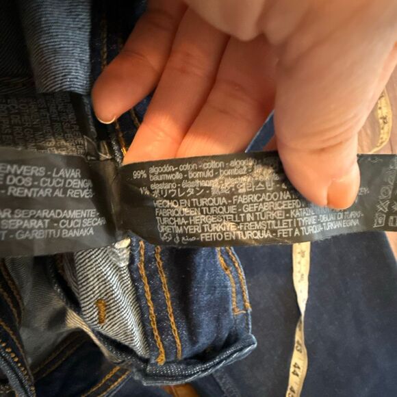 Zara Marine patch pocket dark indigo wash wide leg crop jeans 4 - Picture 6 of 11